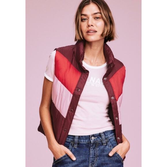 Old Navy Retro '94 Reissue Snap Front Quilted Colorblock Puffer Vest - Picture 1 of 13